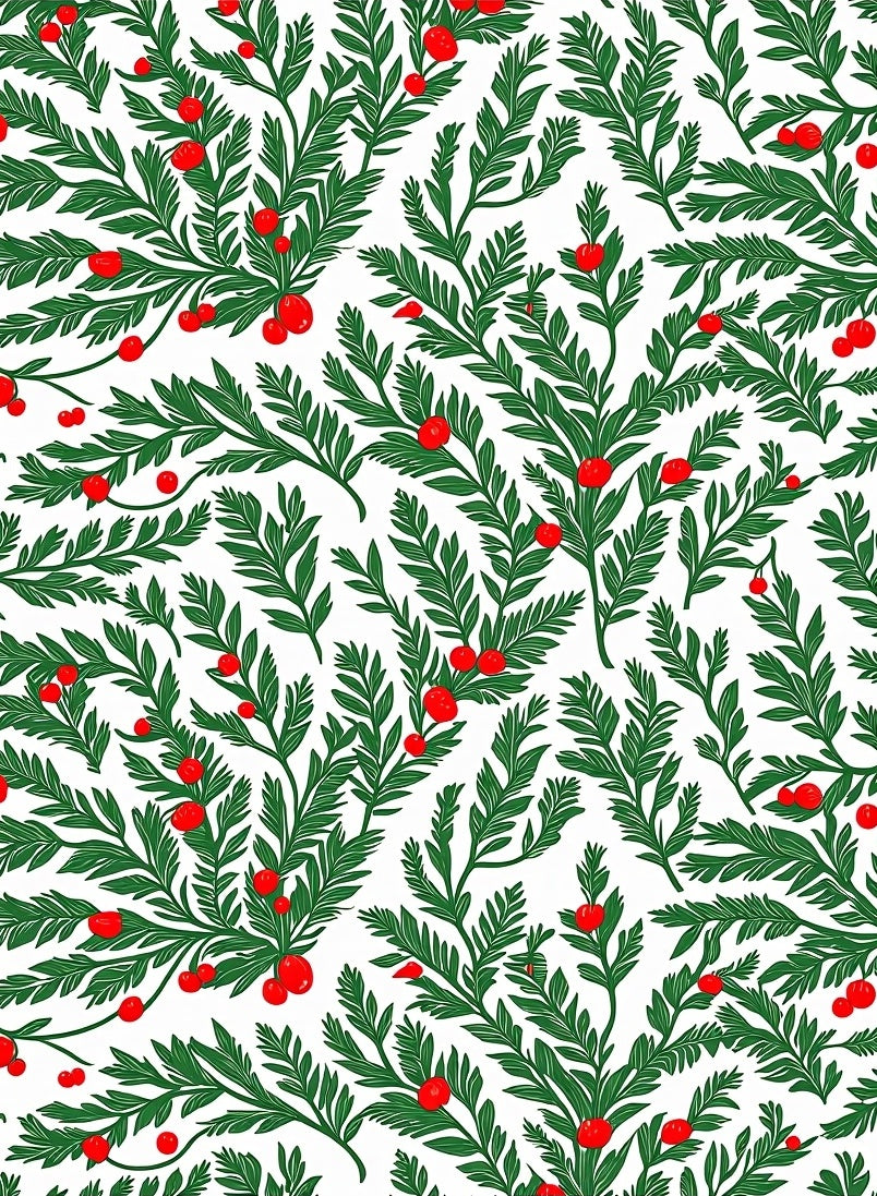Green Leaf Berry Garland Rug