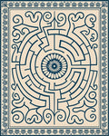 Navy Maze Floral Centered Rug