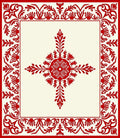 Bold Scarlet Floral Vine Border Rug