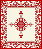 Bold Scarlet Floral Vine Border Rug