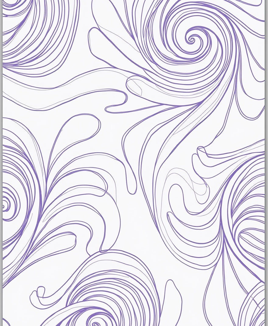 Elegant Lavender Swirl Line Art Rug