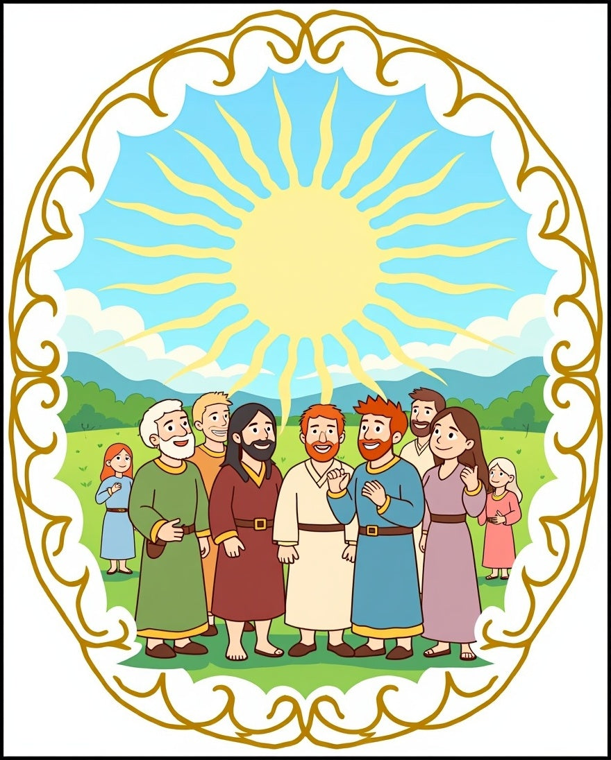 Golden Sun Community Friends Border Rug