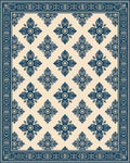 Navy Blue Floral Lattice Rug
