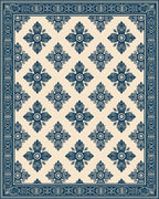 Navy Blue Floral Lattice Rug