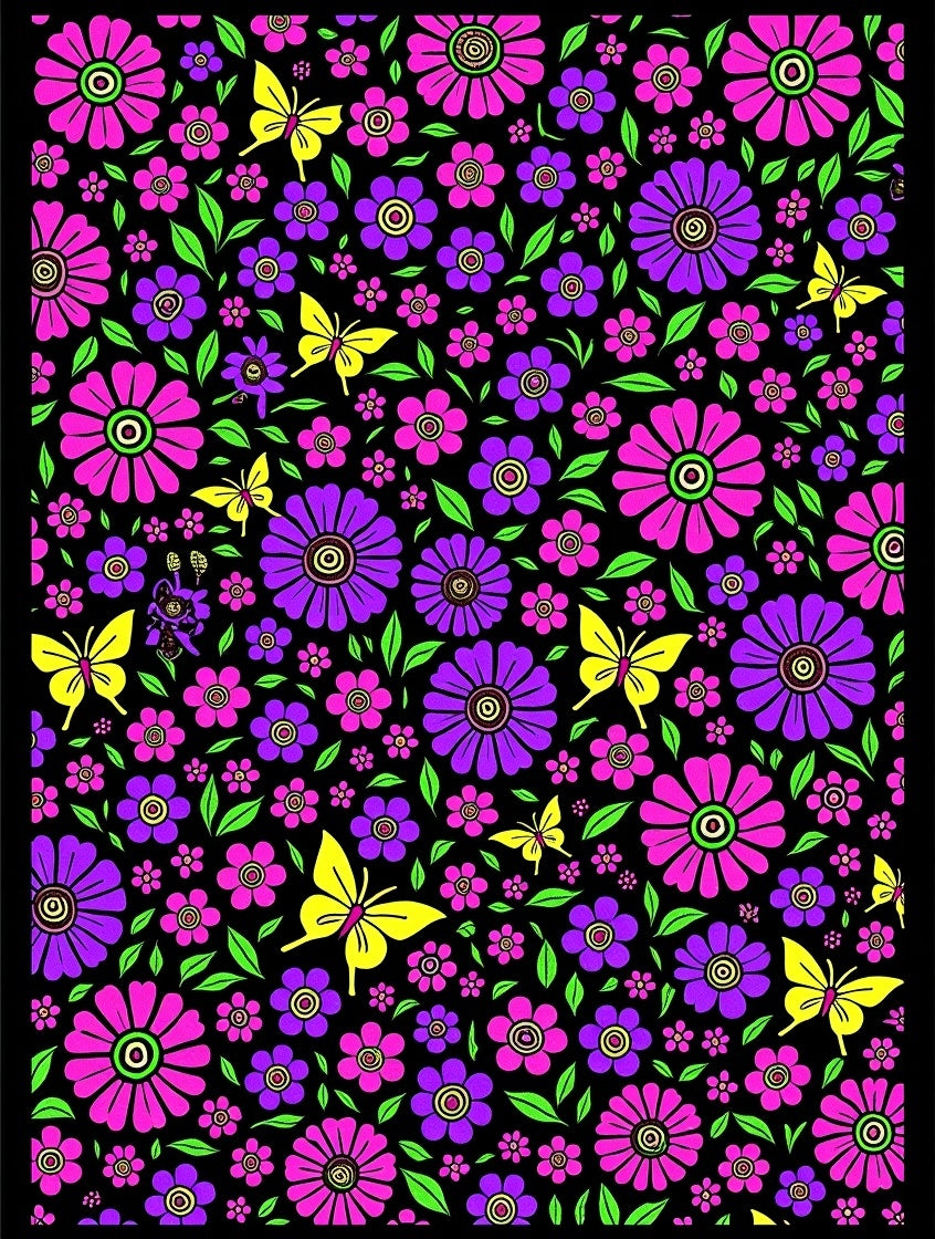 Vibrant Floral Butterfly Medley Rug