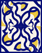 Navy and Gold Baroque Filigree Rug