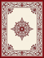 Crimson Bloom Star Border Artwork Rug