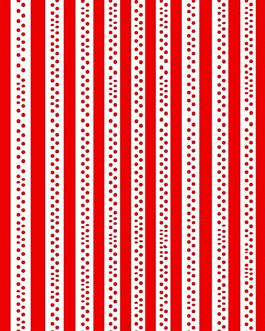 Bold Red White Vertical Stripe Dot Rug