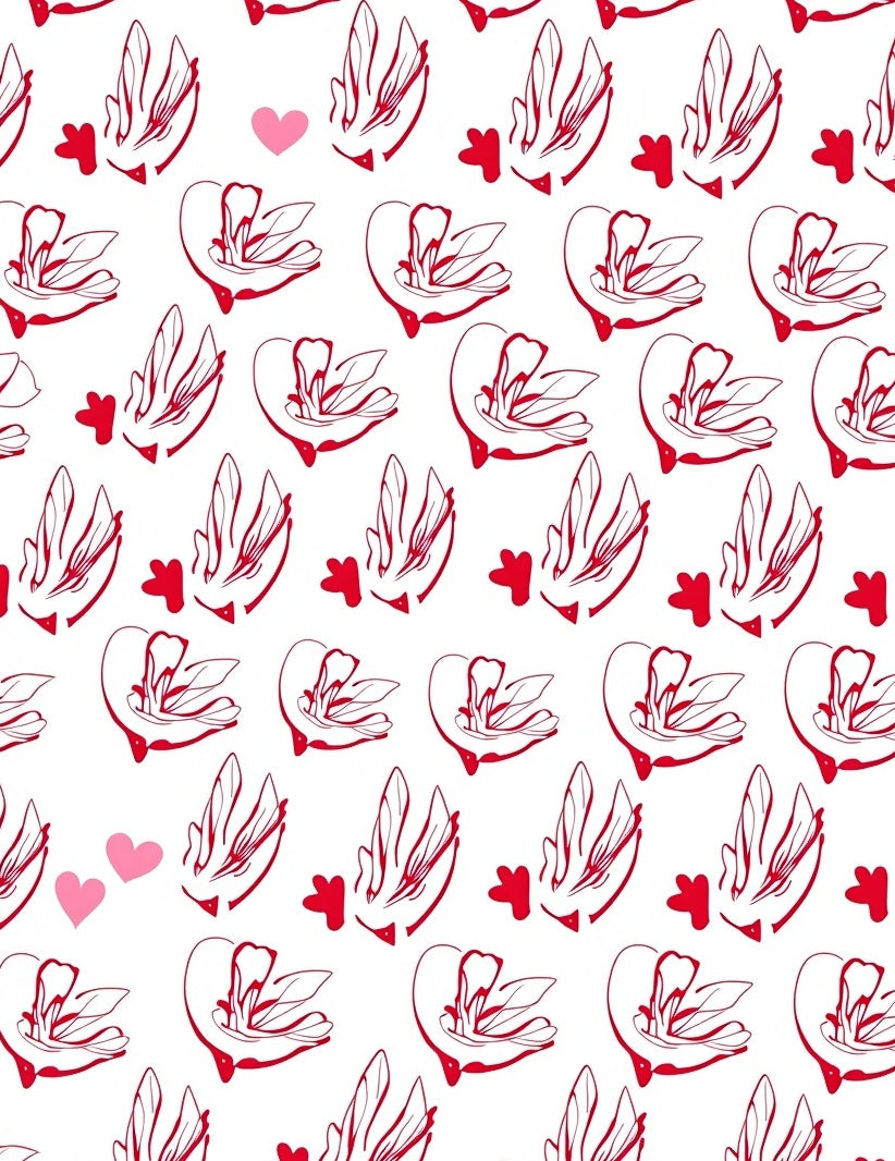 Red Blooming Cherry Blossom Hearts Rug