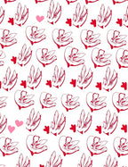 Red Blooming Cherry Blossom Hearts Rug