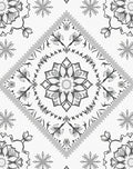 Monochromatic Gray Floral Mandala Diamond Rug