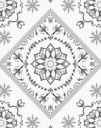 Monochromatic Gray Floral Mandala Diamond Rug