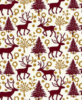 Crimson Deer Christmas Trees Garland Rug
