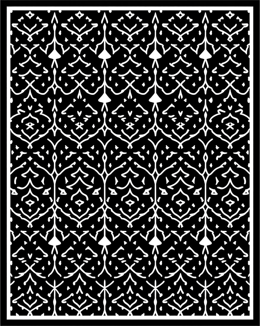 Black White Intricate Paisley Lattice Rug