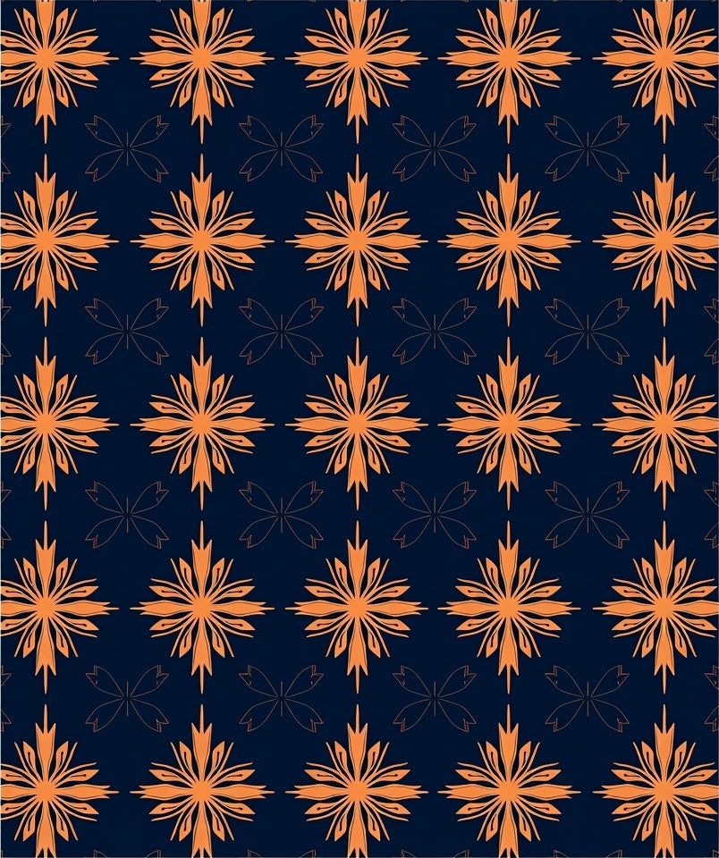 Vibrant Orange Starburst Blossom Navy Rug