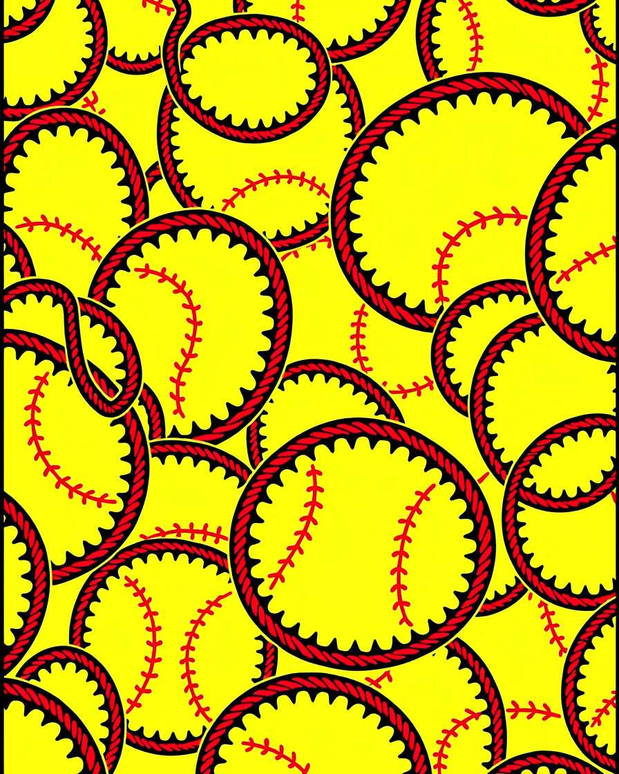 Yellow Softball Ball Sport Collection Rug