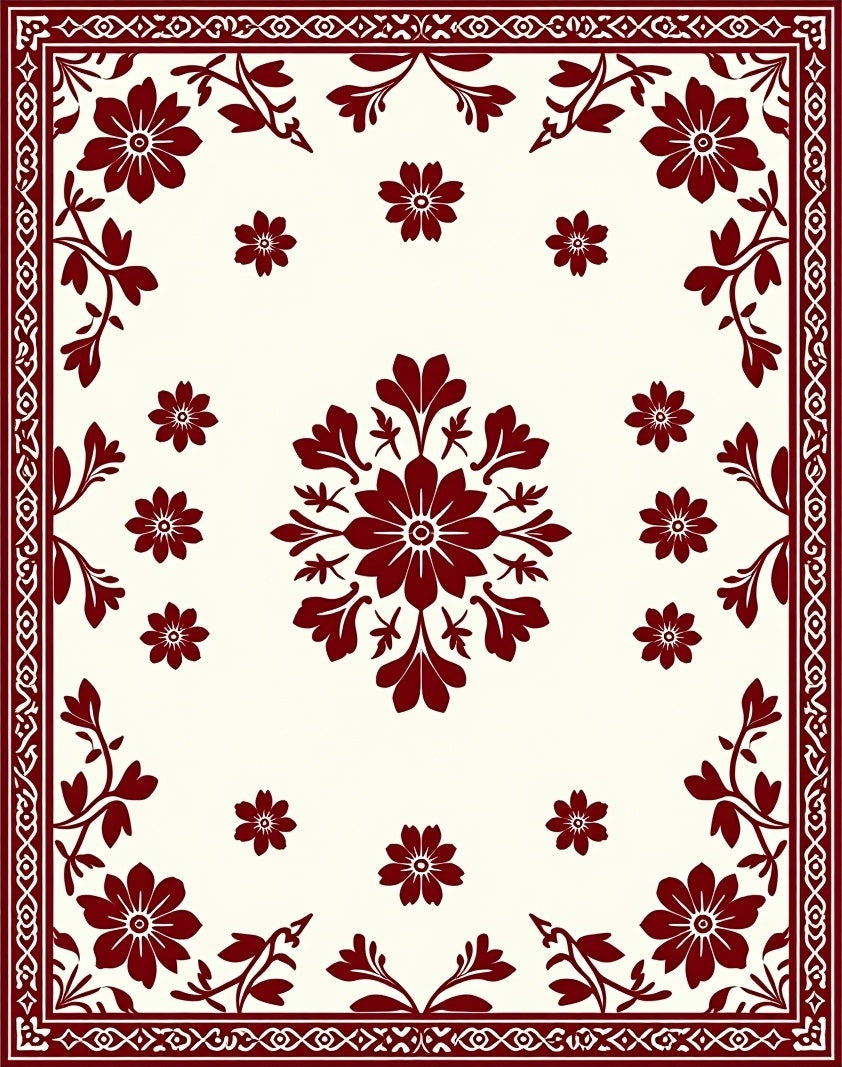 Crimson Botanical Garden Arrangement Rug
