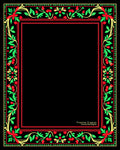 Crimson Green Cherry Blossom Frame Art Rug