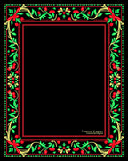 Crimson Green Cherry Blossom Frame Art Rug
