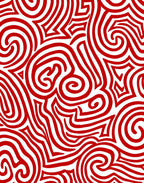Crimson Swirl Allover Line Art Rug