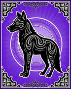 Bold Black Wolf Purple Sunburst Rug