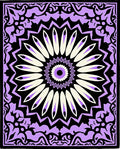Lilac Cream Black Floral Medallion Rug