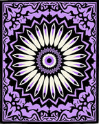 Lilac Cream Black Floral Medallion Rug