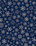 Navy Blue White Snowflake Collage Rug