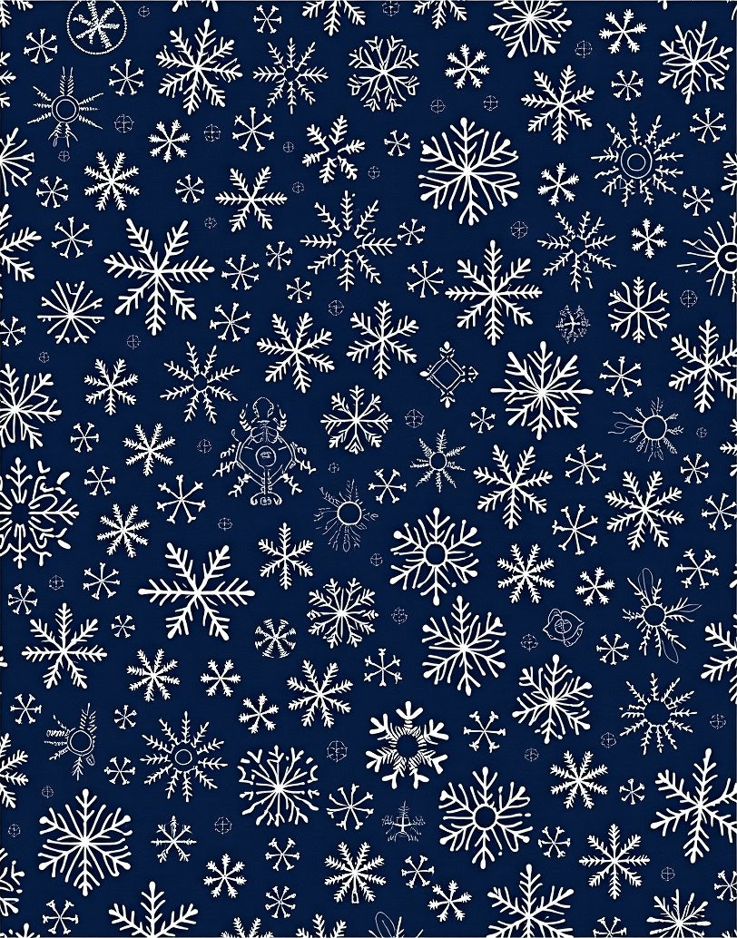 Navy Blue White Snowflake Collage Rug