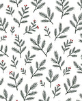 Dark Green Pine Branch Red Berry Rug
