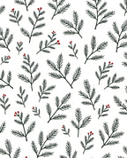Dark Green Pine Branch Red Berry Rug