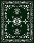 Victorian Green White Floral Medallion Rug