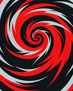 Bold Scarlet Swirl Abstract Rug