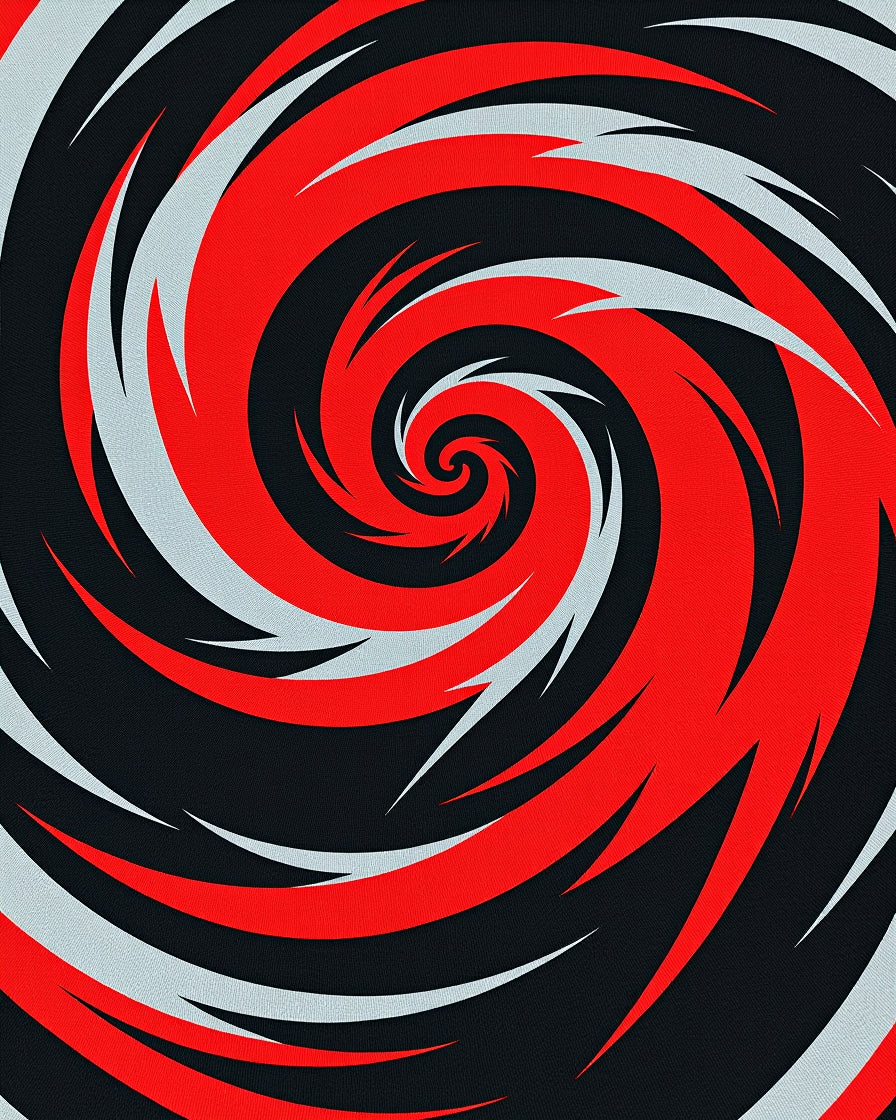 Bold Scarlet Swirl Abstract Rug