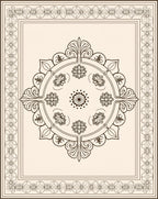 Cream Central Medallion Floral Border Rug