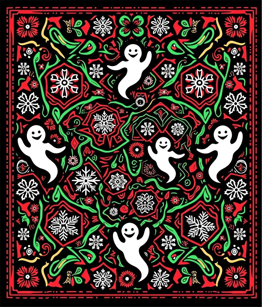 Festive Ghosts and Snowflakes Jolly Rug