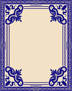 Deep Blue Elegant Scroll Border Rug
