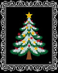 Festive Christmas Tree Star Laurel Border Rug
