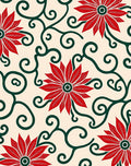 Crimson Poinsettia Vine Swirl Rug