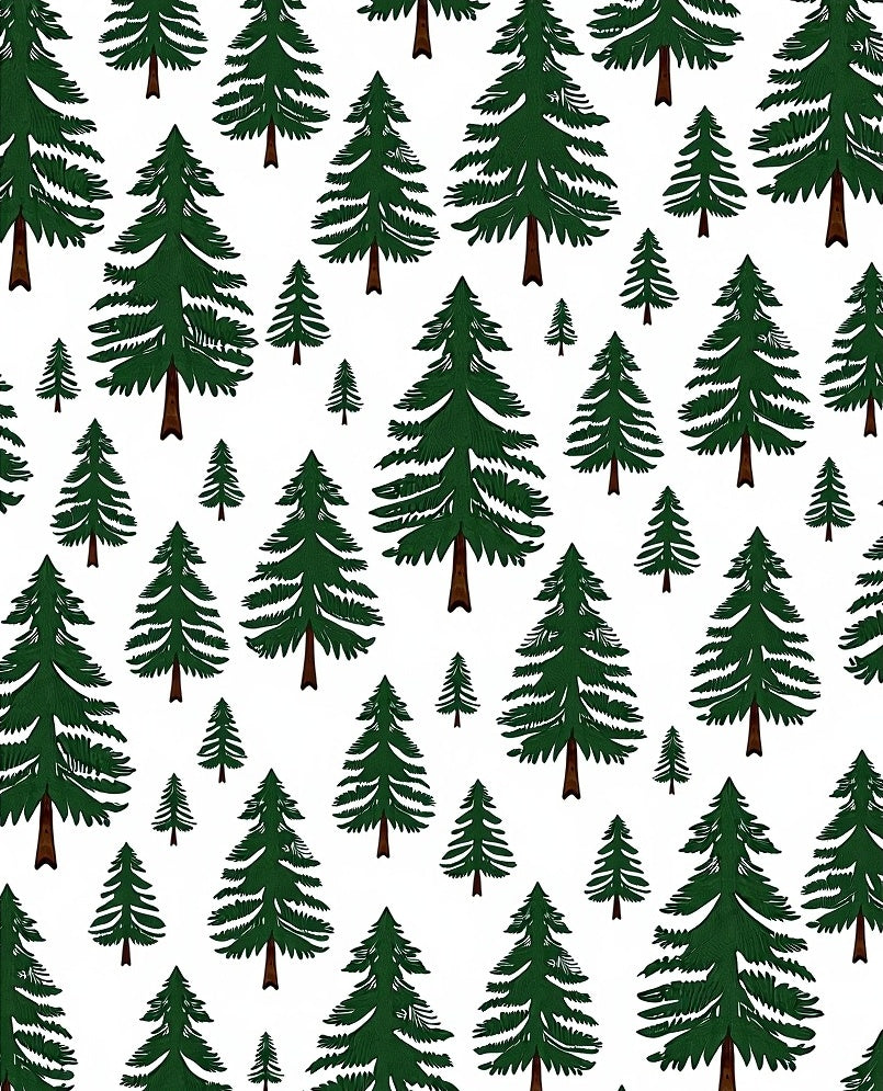 Forest Green Evergreen Trees Repeating Design Rug