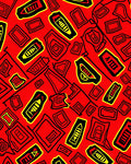 Bold Red Abstract Geometric Shapes Rug