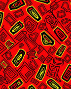 Bold Red Abstract Geometric Shapes Rug