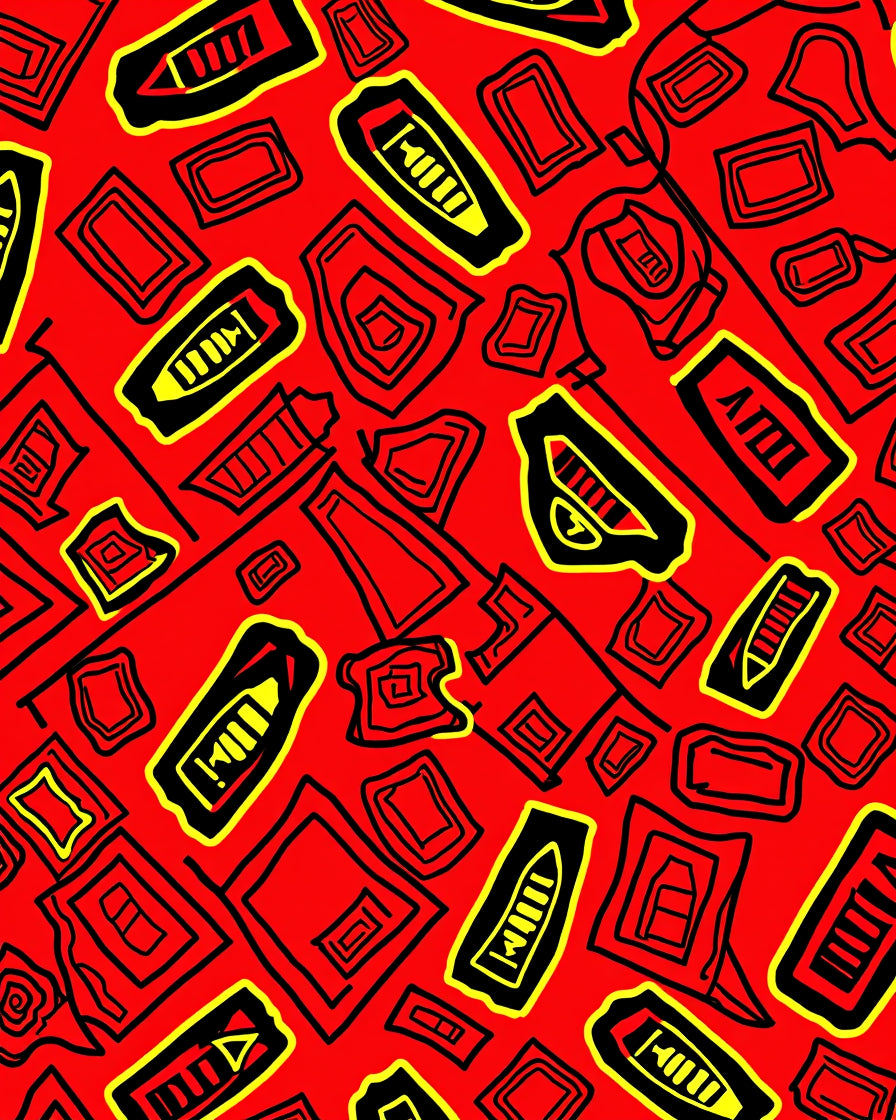 Bold Red Abstract Geometric Shapes Rug