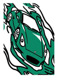 Emerald Green Car Motion Abstract Rug