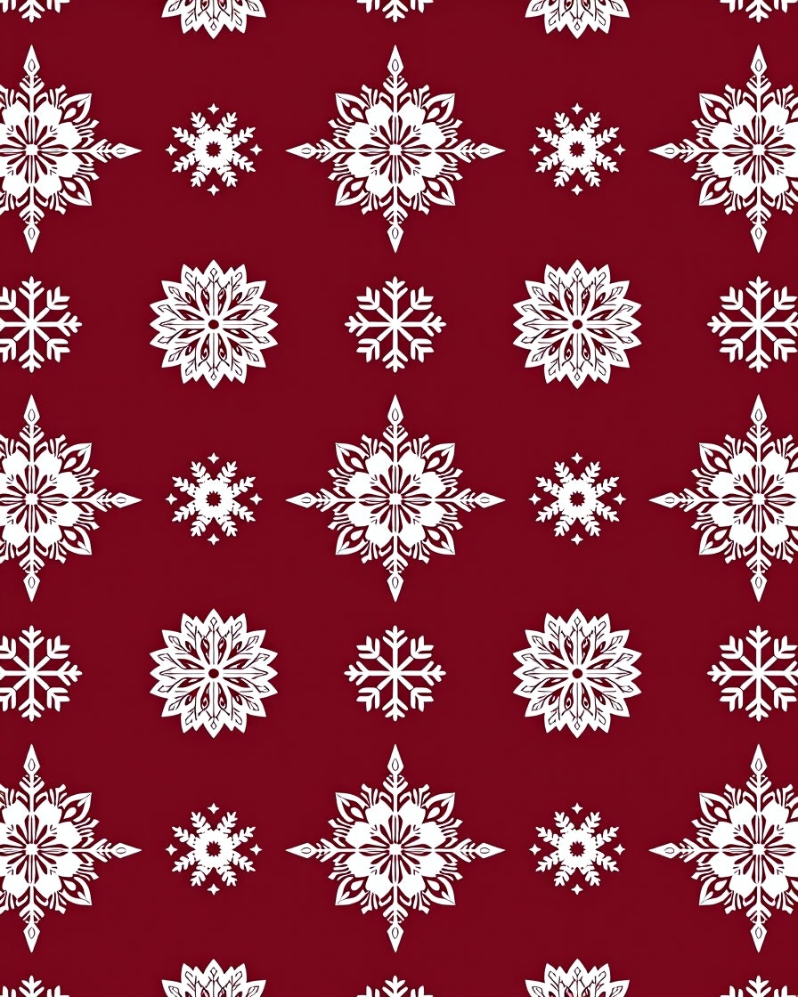 Crimson White Snowflake Starburst Rug