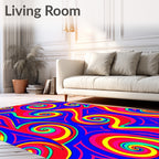 Vibrant Psychedelic Swirl Abstract Rug