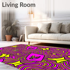 Vibrant Pink Yellow Swirl Shapes Rug