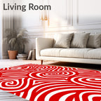 Bold Red Swirl And Stripe Rug