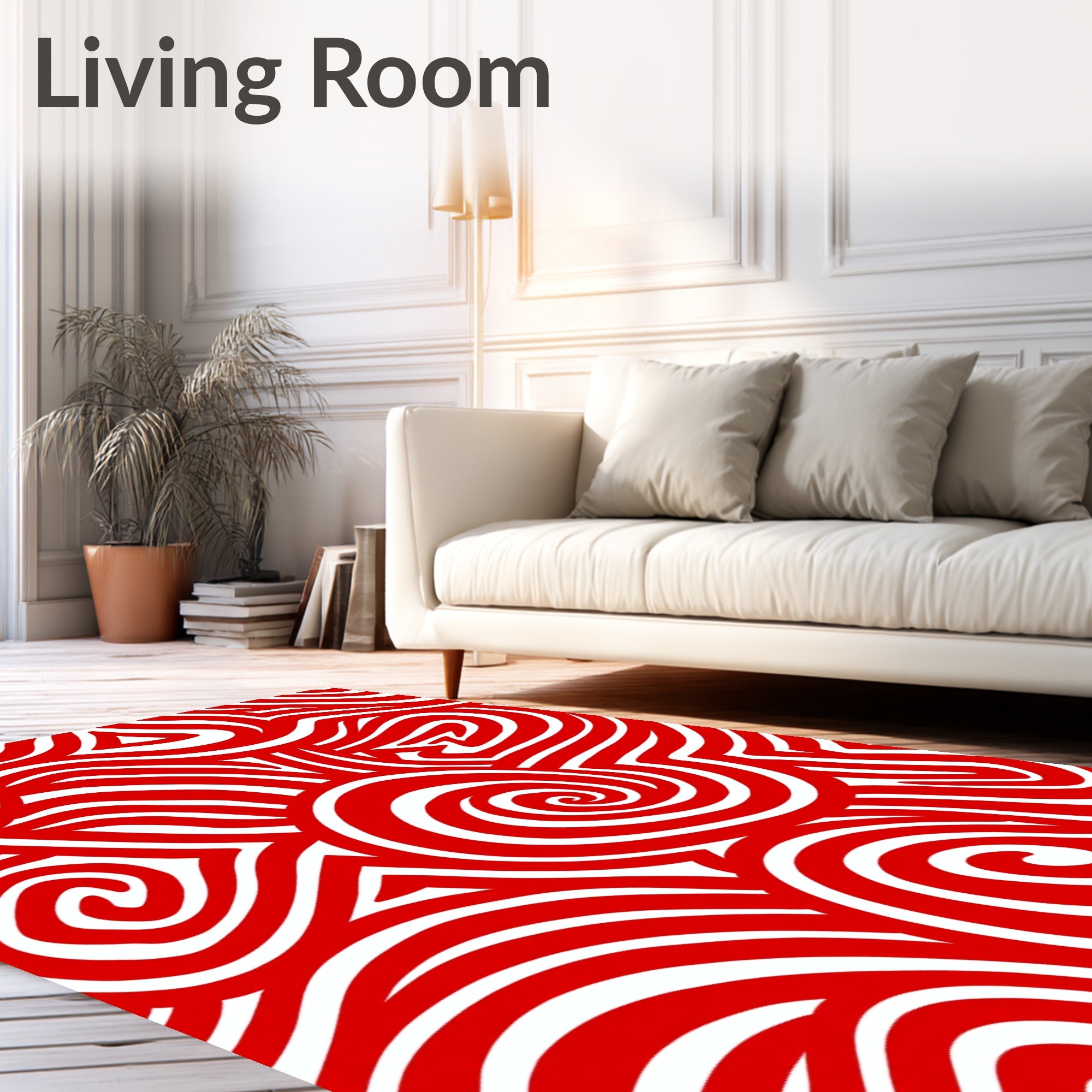 Bold Red Swirl And Stripe Rug