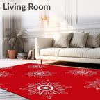 Crimson Snowflake Medallion Art Rug